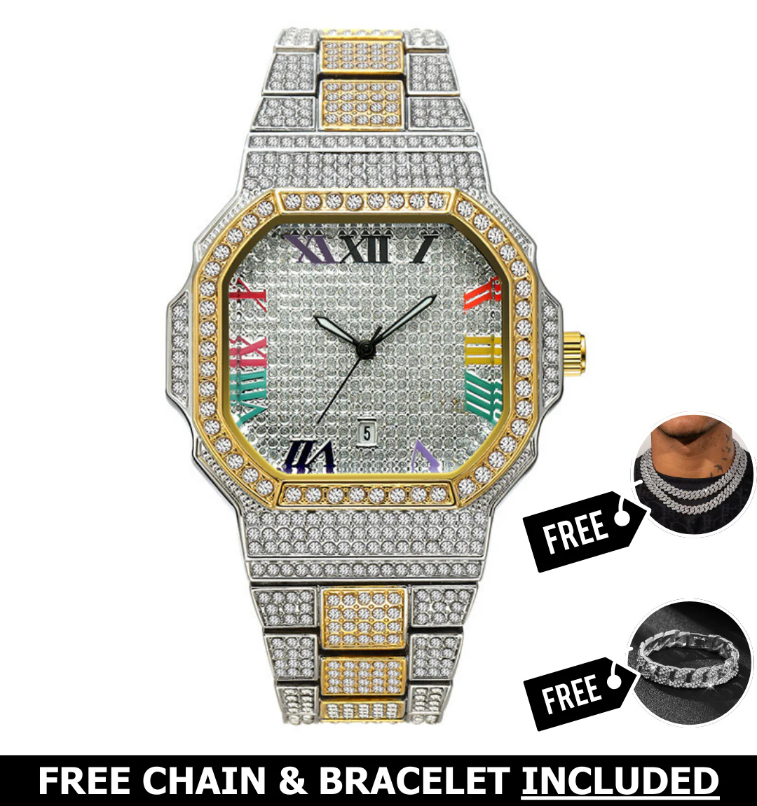 Prestige Rainbow Iced Out Watch - Image 3